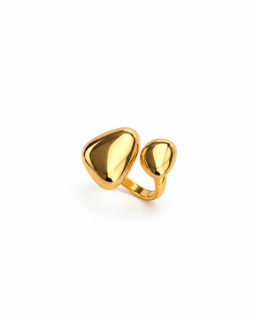 Modern Gold Pebble Ring