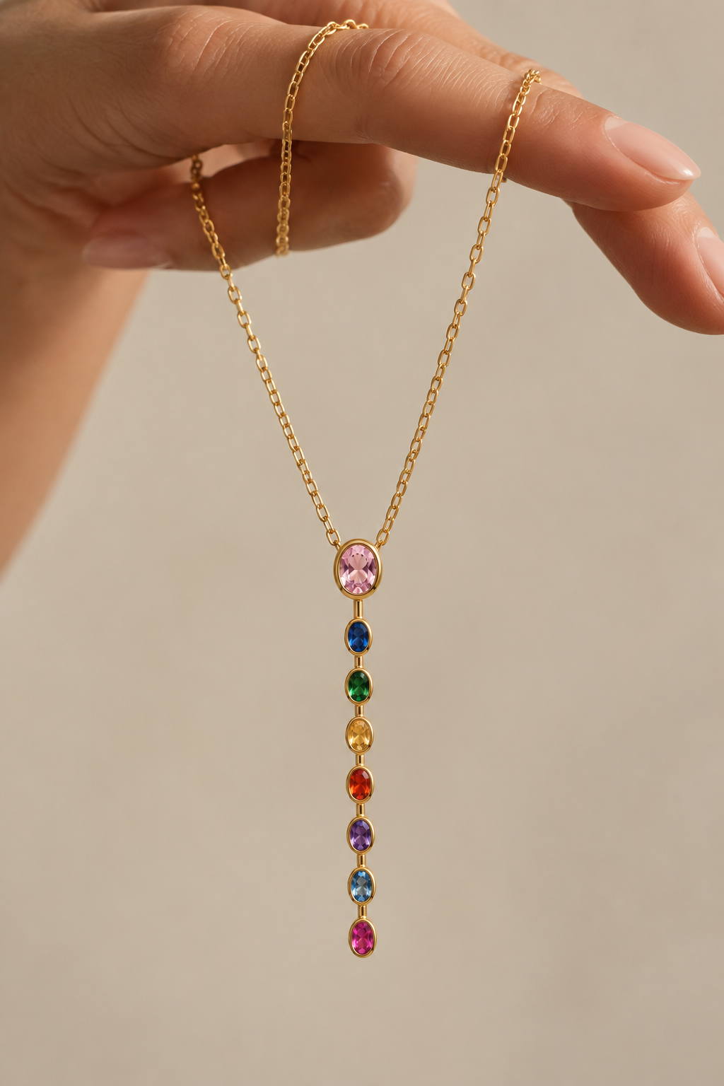 Aurelia Multicolor Gemstone Drop Necklace