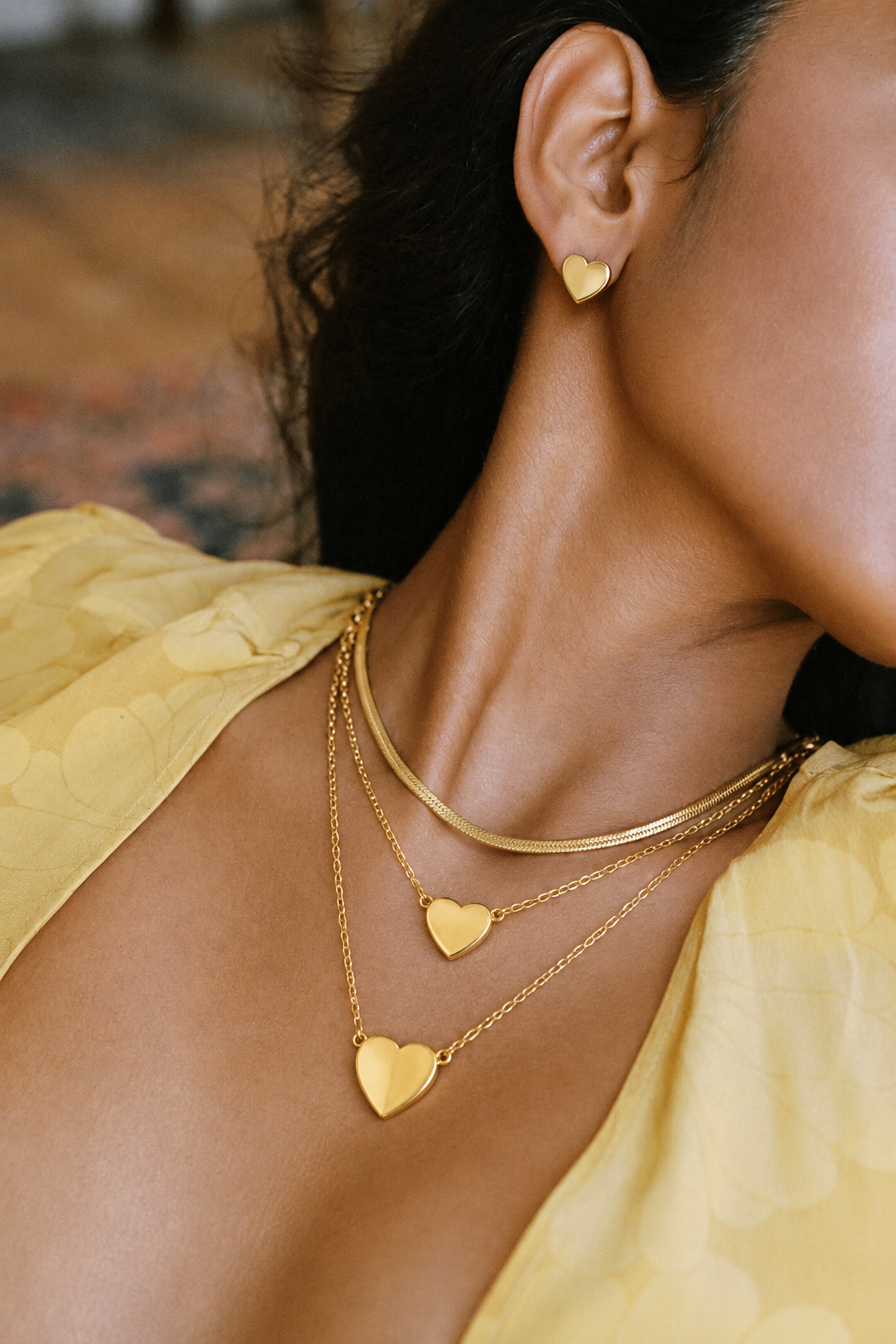 Layered Heart Necklace & Earring Set