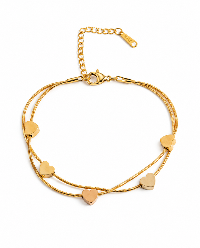 Double Heart Chain Bracelet