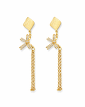 Modern Crystal Bow Chain Dangler Earrings
