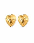 Textured Heart Gold Stud Earrings