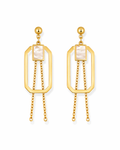 Elegant Geometric Pearl Chain Dangler Earrings