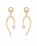 Pearl Curve Dangler Gold Earrings