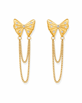 Butterfly Chain Dangler Gold Earrings