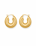 Textured Ribbed Gold Hoop Earrings