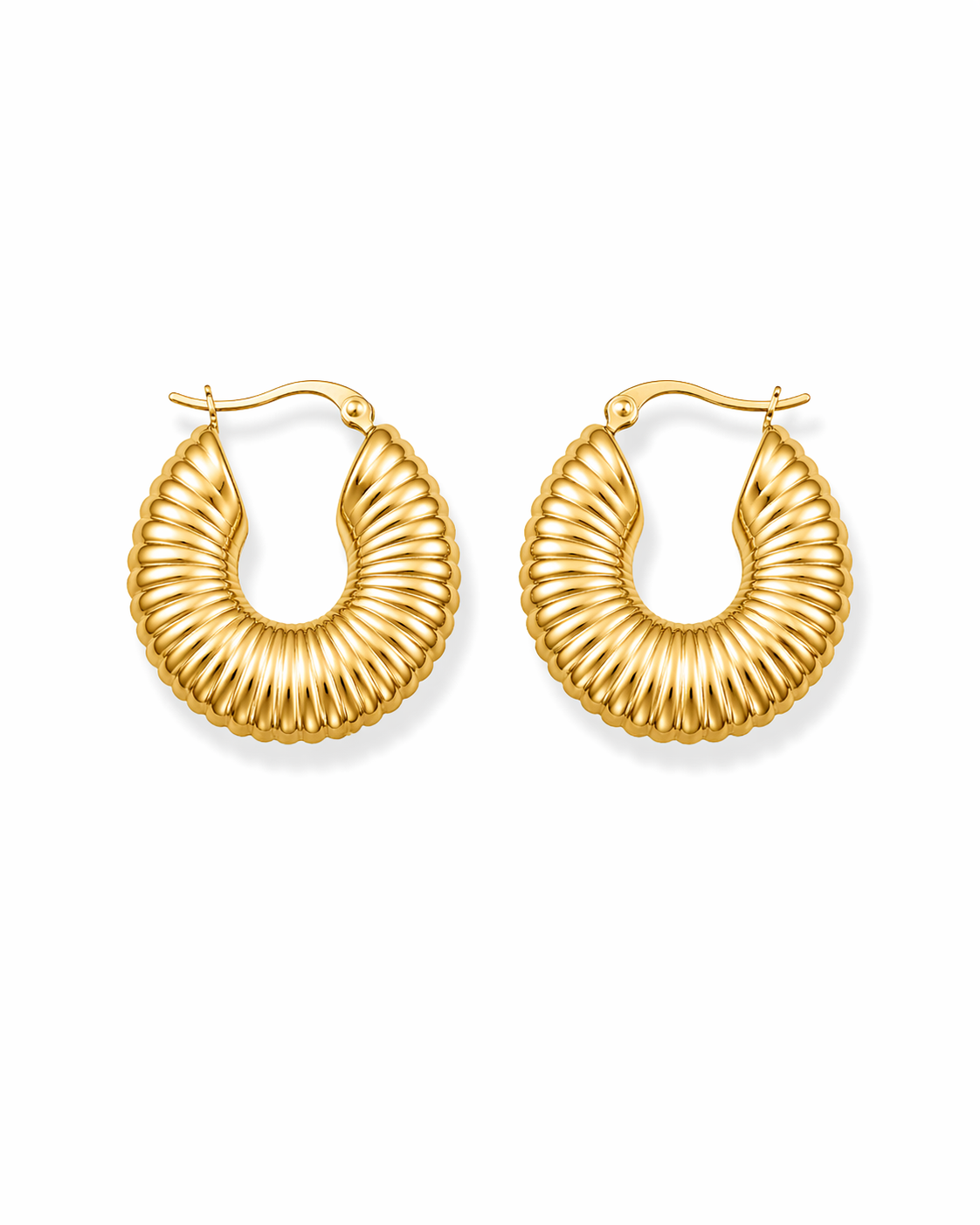 Textured Ribbed Gold Hoop Earrings