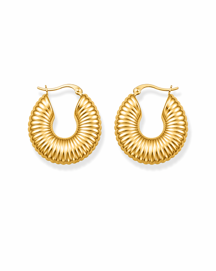 Textured Ribbed Gold Hoop Earrings