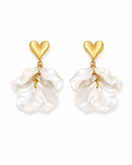 Heart Petal Drop Gold Earrings