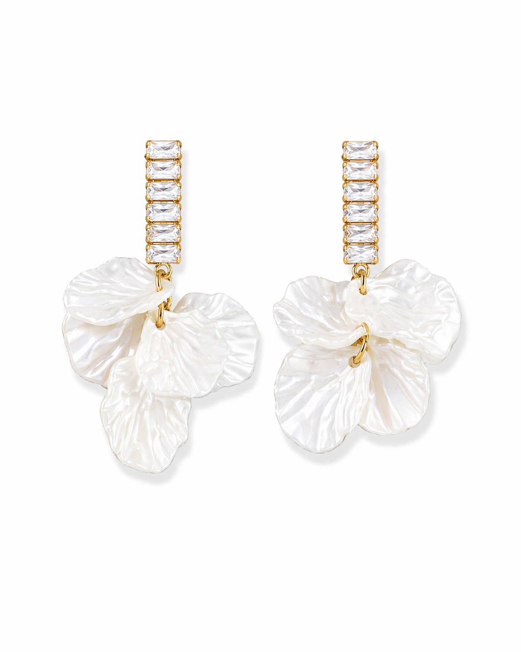Modern Pearl Petal Statement Drop Earrings