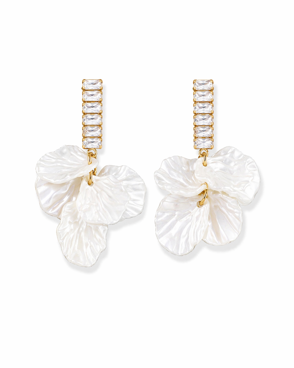 Modern Pearl Petal Statement Drop Earrings