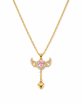 Pink Heart Angel Pendant Necklace