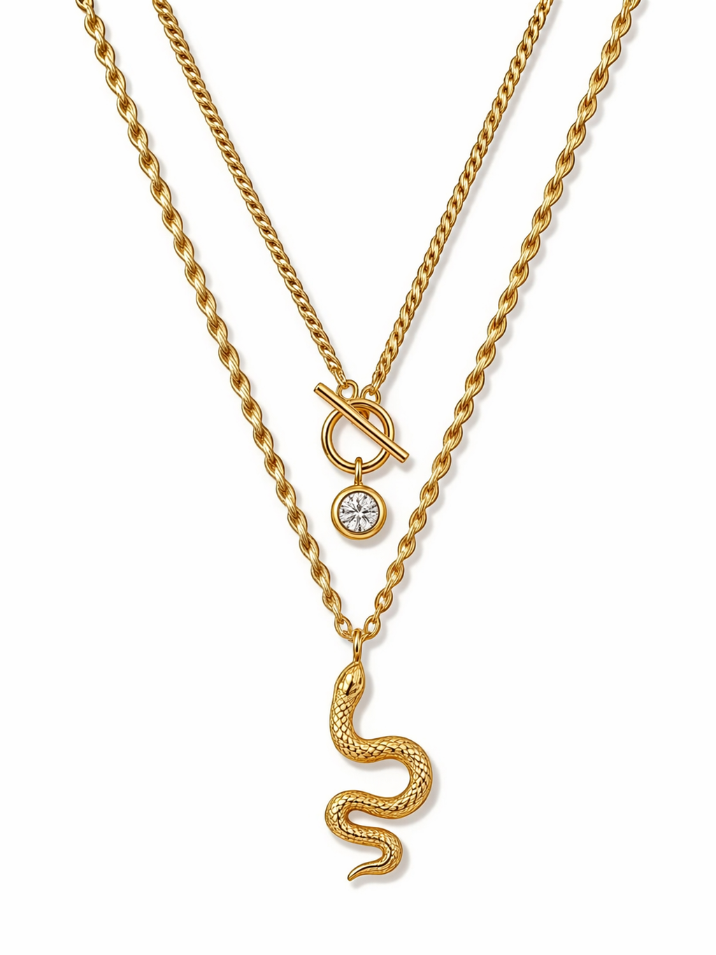 Layered Snake Charm Necklace