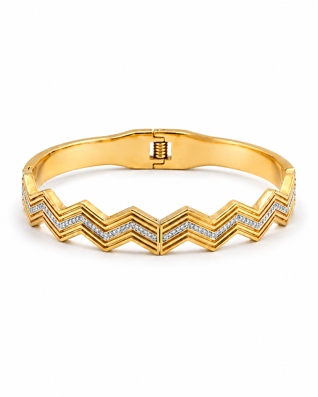 Geometric Chevron Crystal Cuff