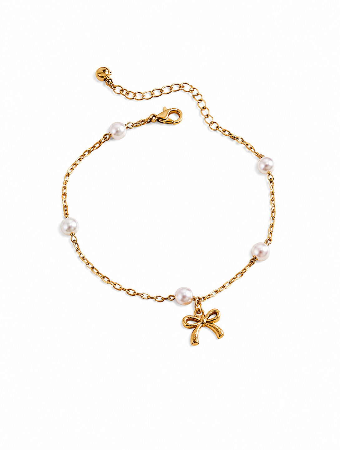 Pearl Bow Charm Bracelet