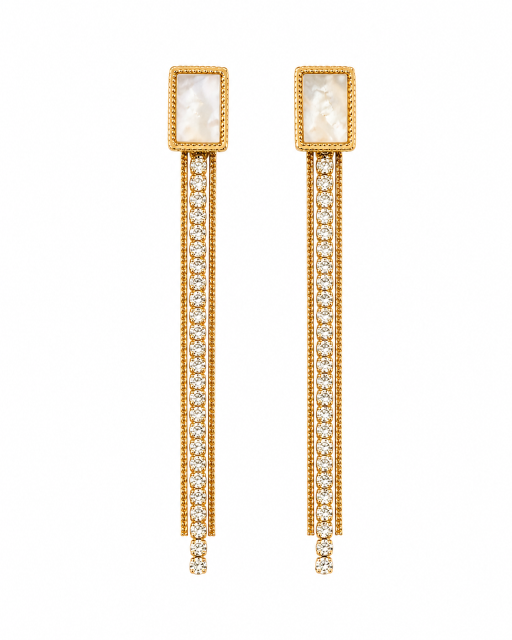Modern Crystal Tassel Gold Dangler Earrings