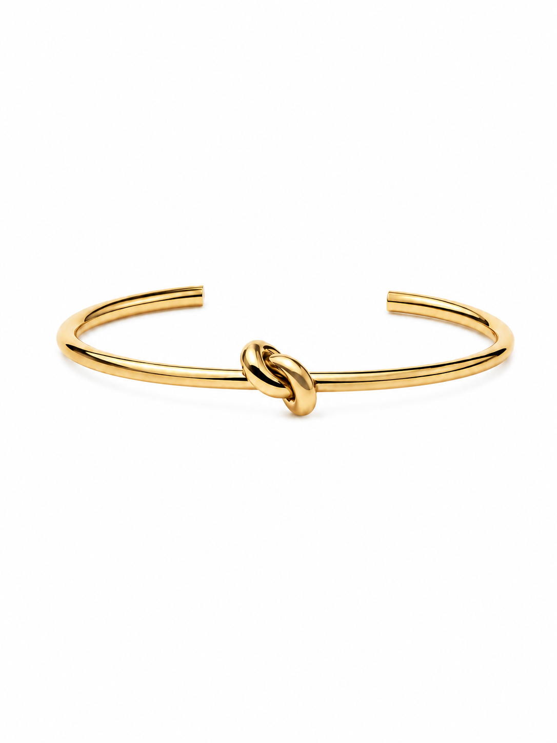 Knot Accent Open Cuff Gold Bracelet