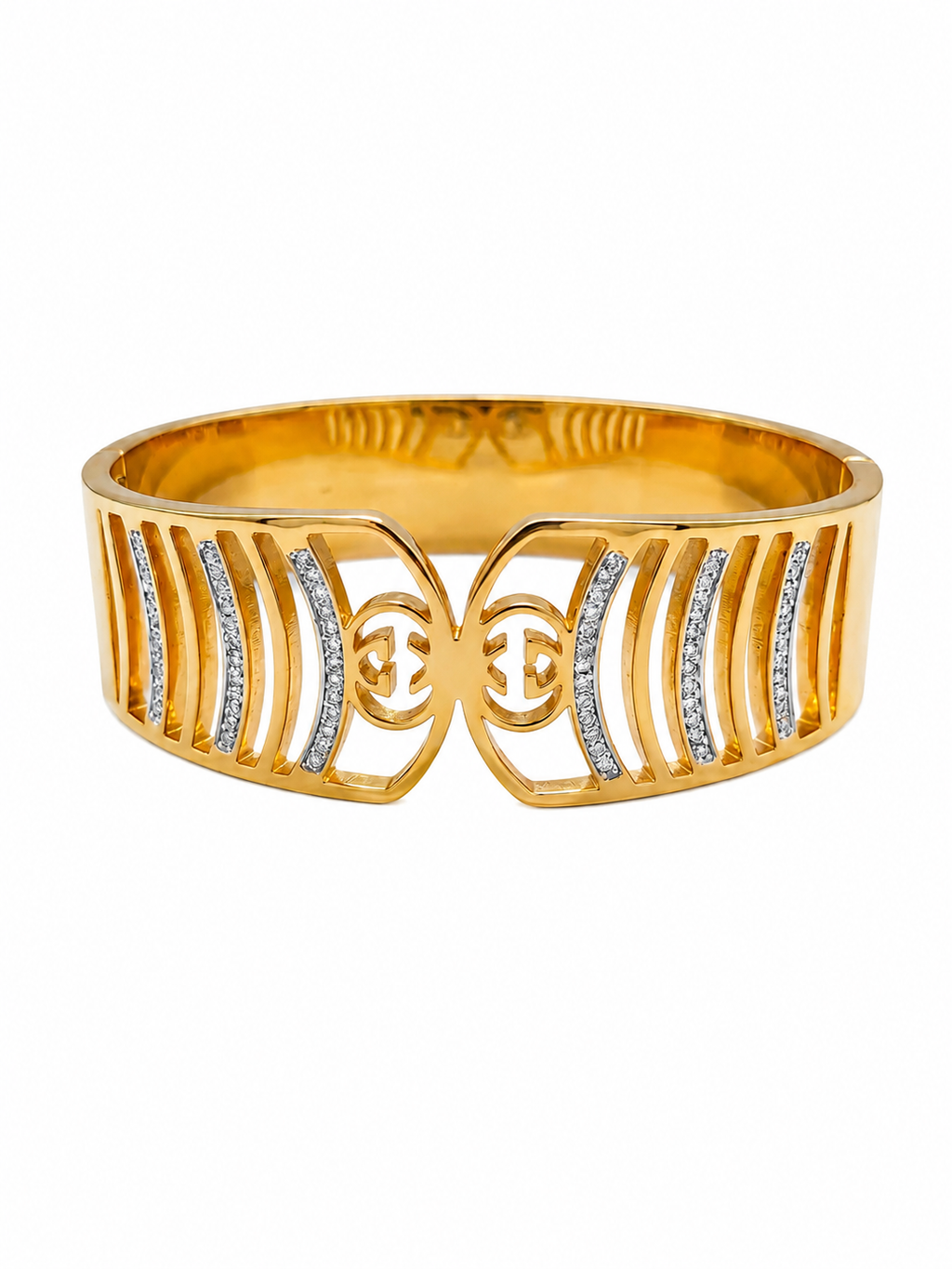 Geometric Diamond Line Statement Cuff Bracelet