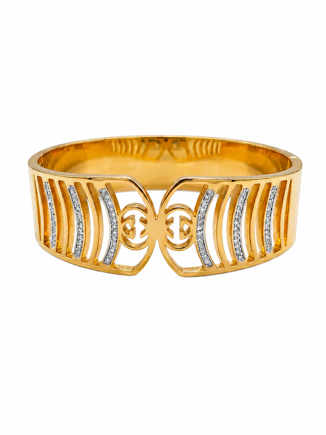 Geometric Diamond Line Statement Cuff Bracelet