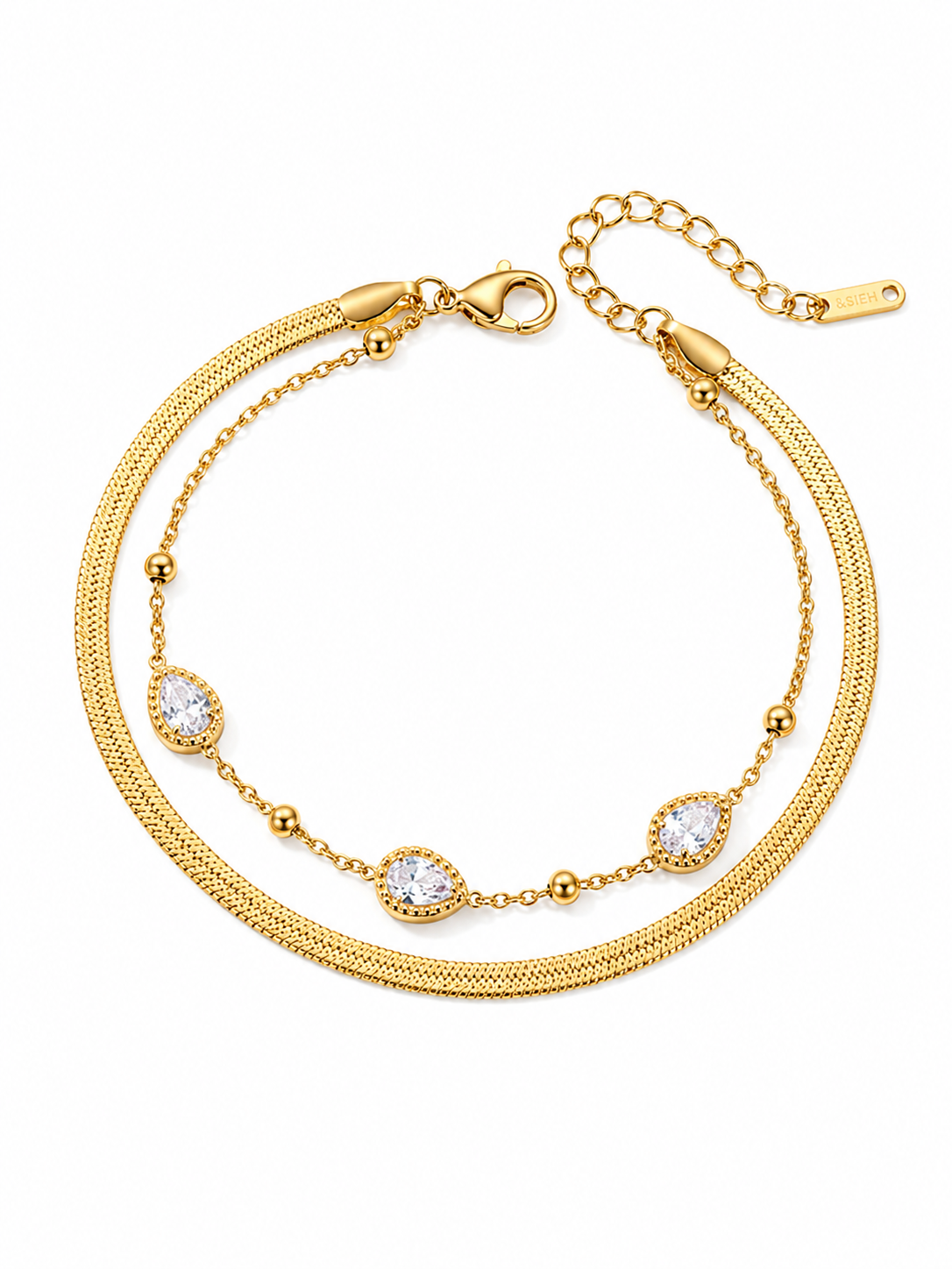 Teardrop Layered Chain Bracelet