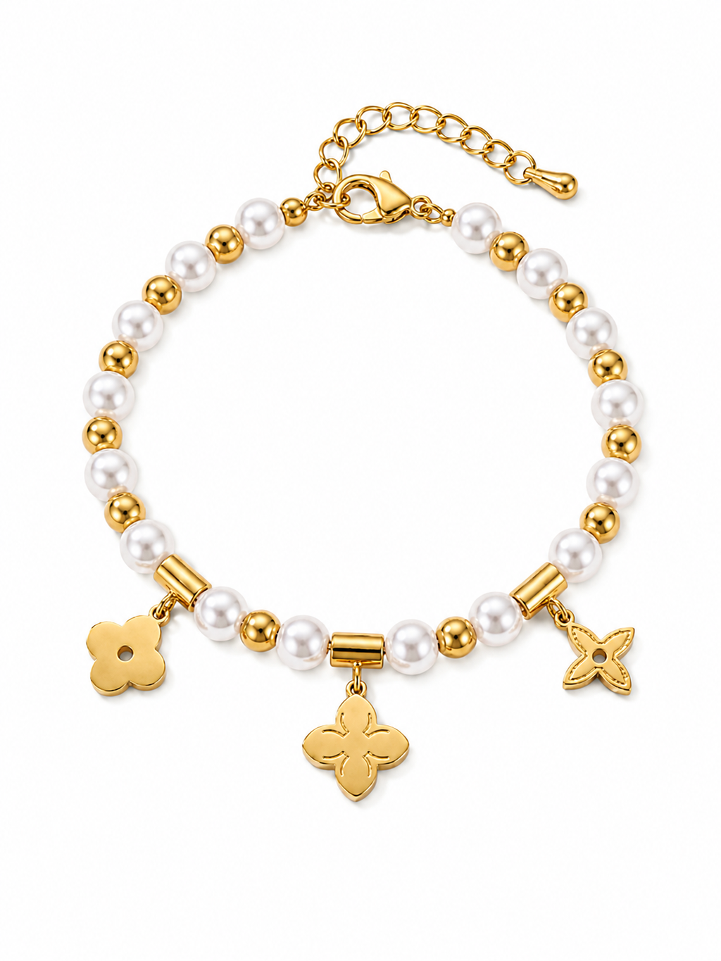 Pearl Clover Charm Bracelet