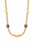 Evil Eye & Dragonfly Snake Chain Necklace