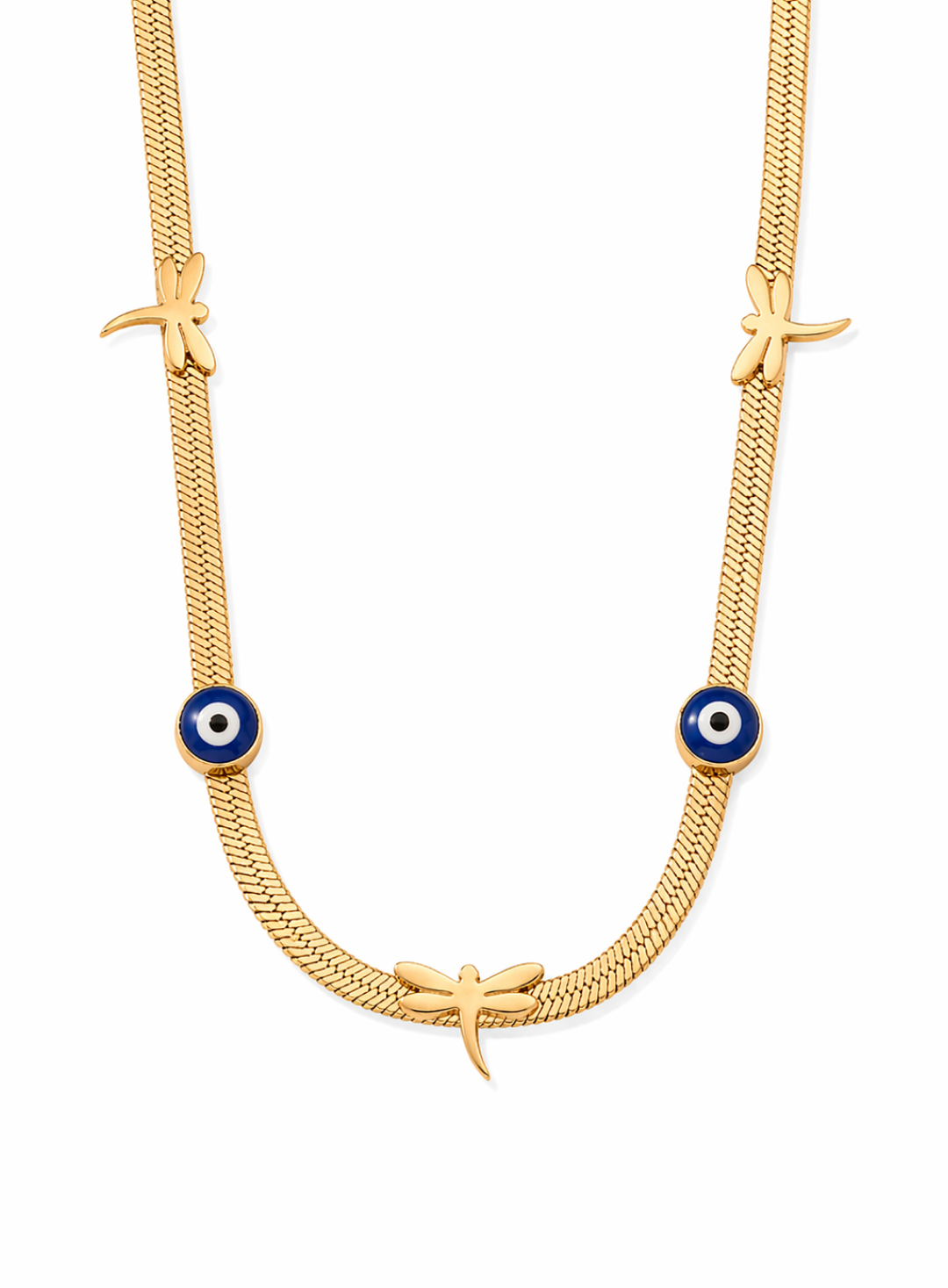 Evil Eye & Dragonfly Snake Chain Necklace
