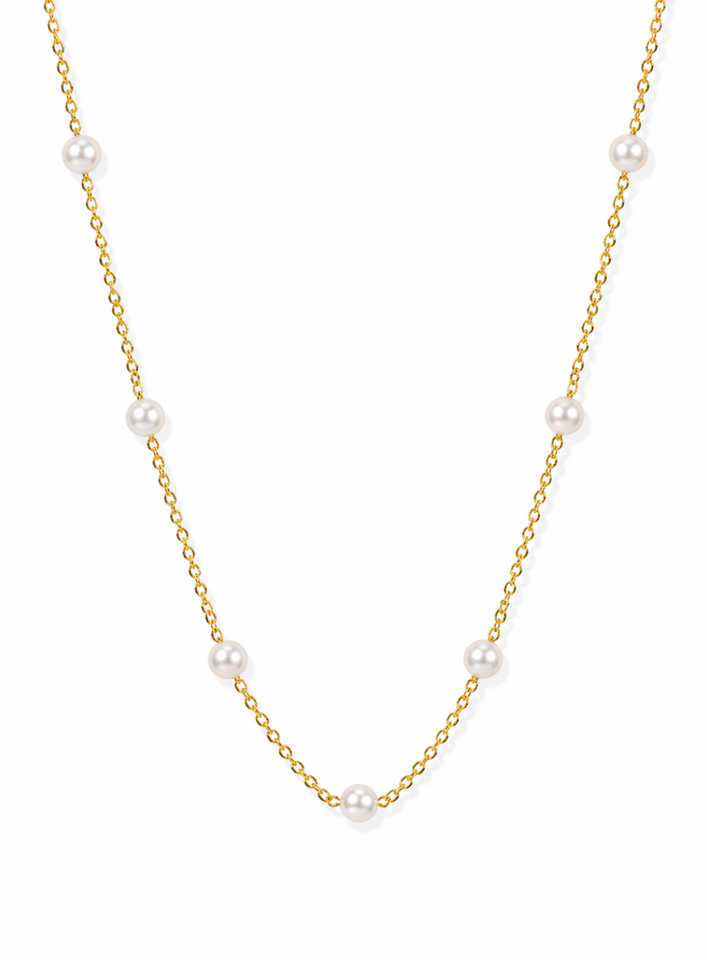 Dainty Pearl Station Necklace