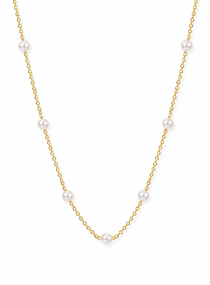 Dainty Pearl Station Necklace