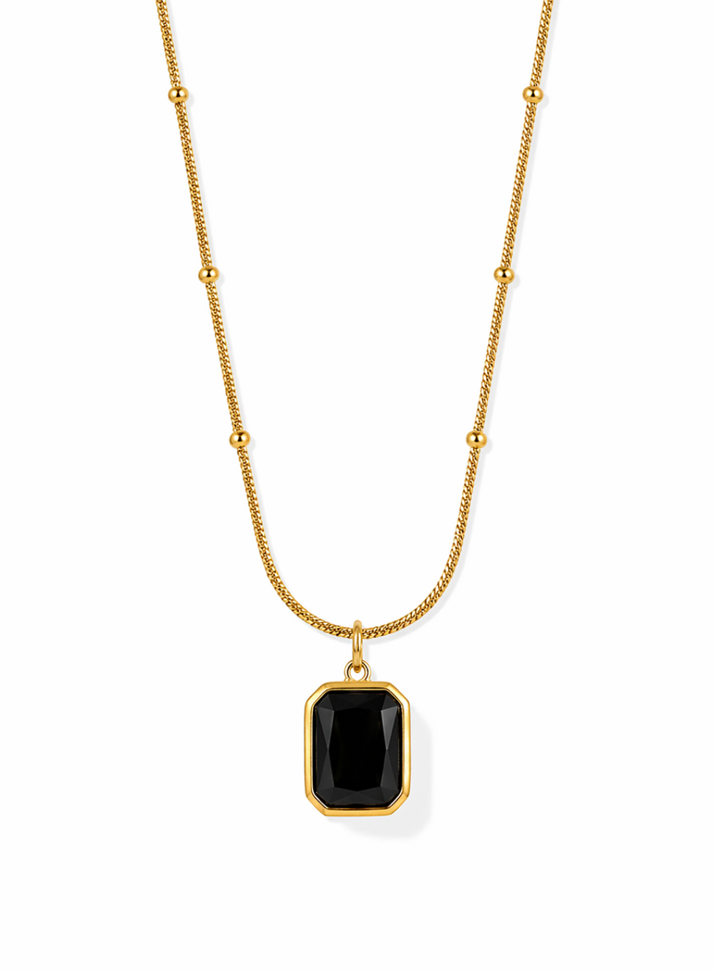 Black Stone Pendant Necklace