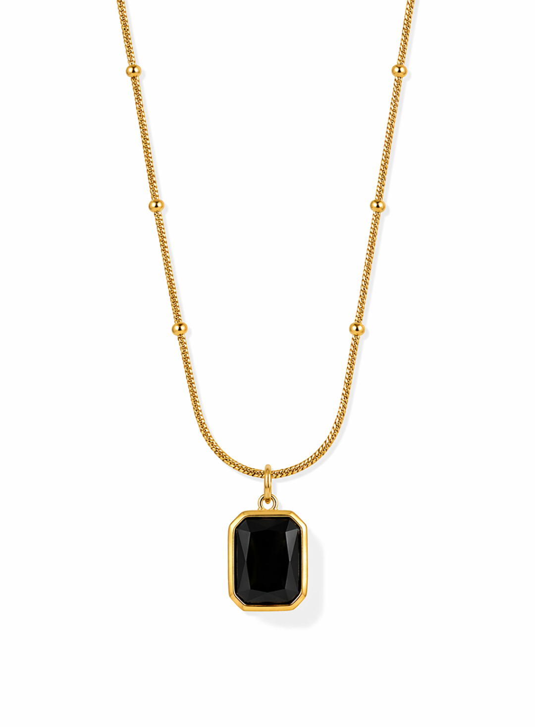 Black Stone Pendant Necklace