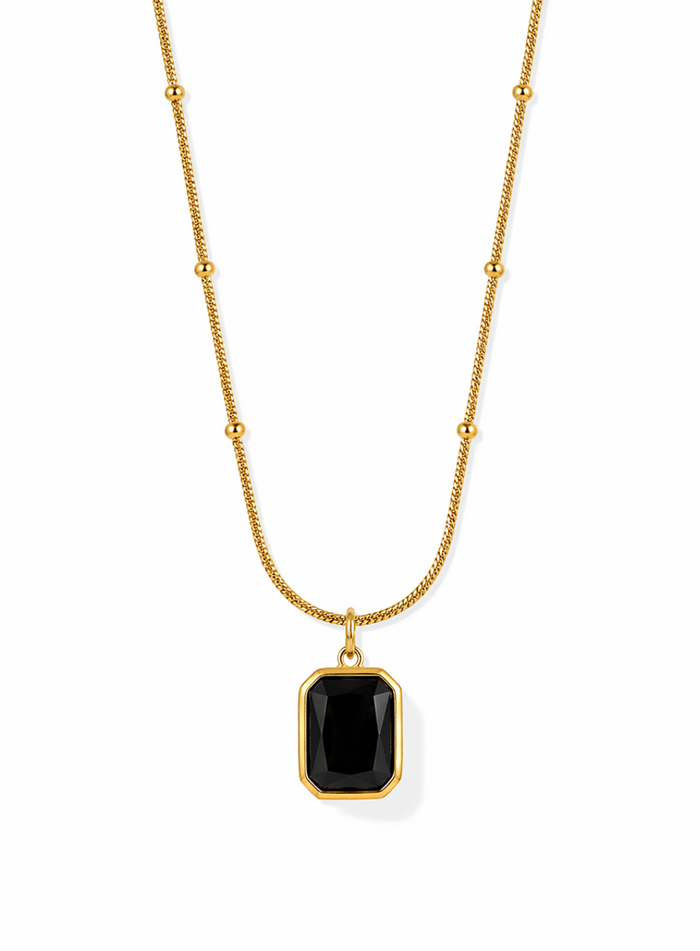Black Stone Pendant Necklace