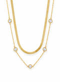 Layered Snake Chain & Crystal Station Necklace