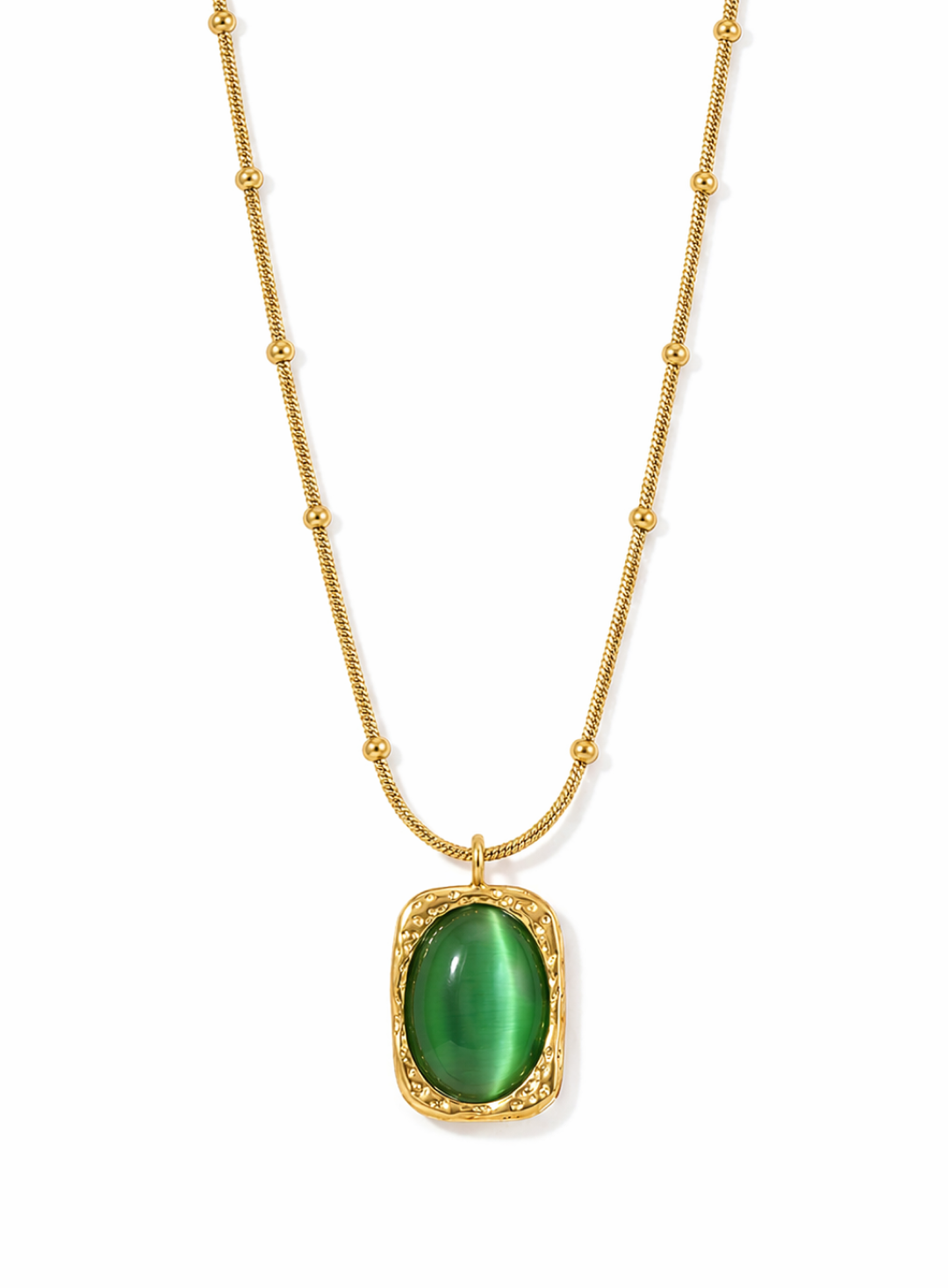 Green Cabochon Pendant Necklace