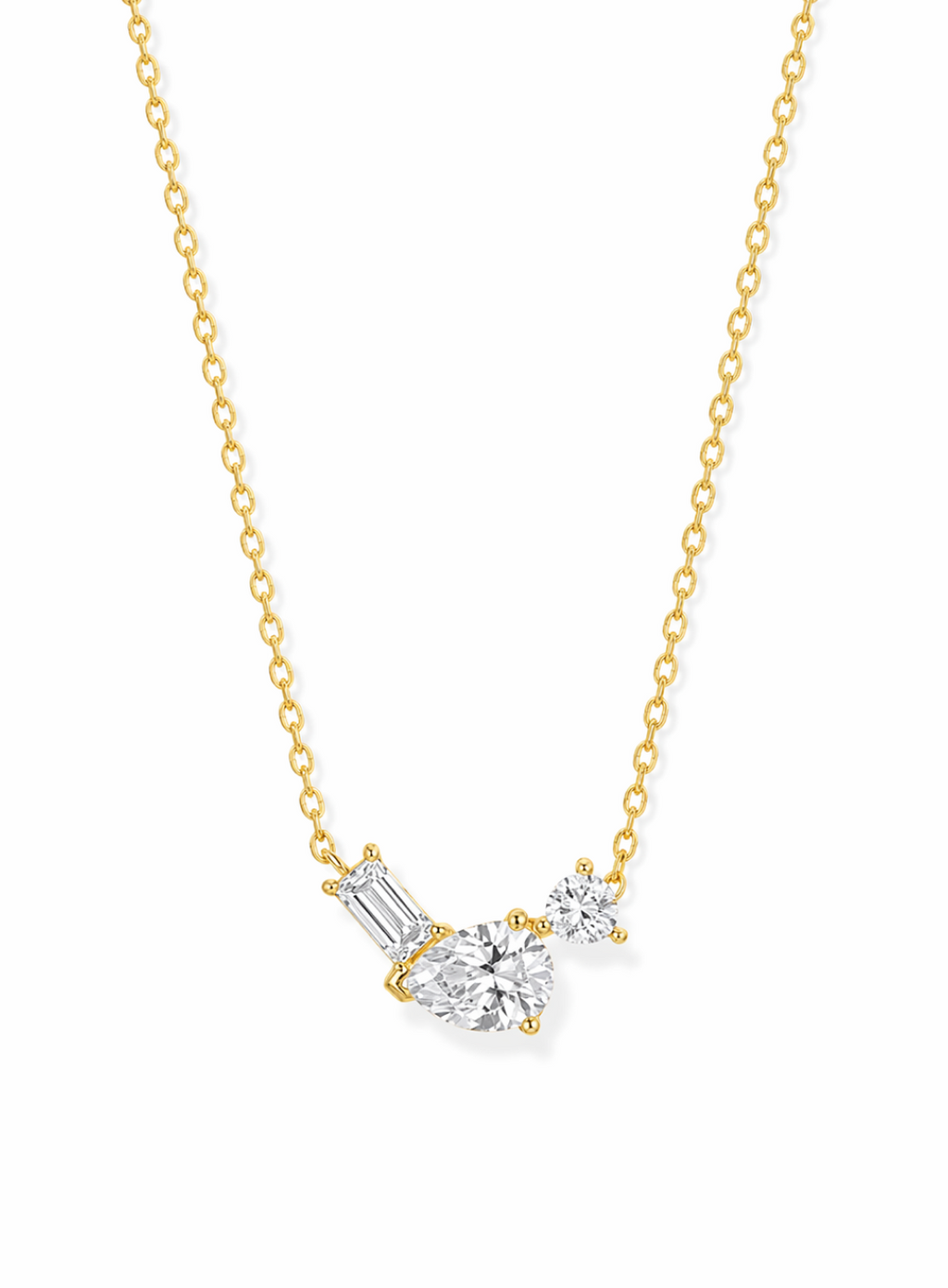 Trio Crystal Pendant Necklace