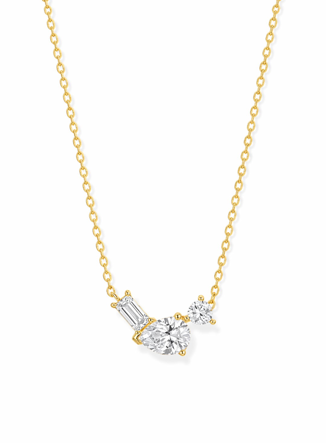 Trio Crystal Pendant Necklace