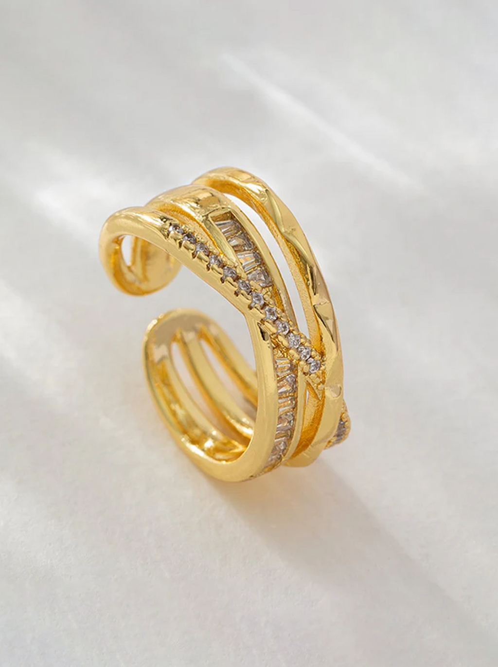 Crisscross Baguette Ring