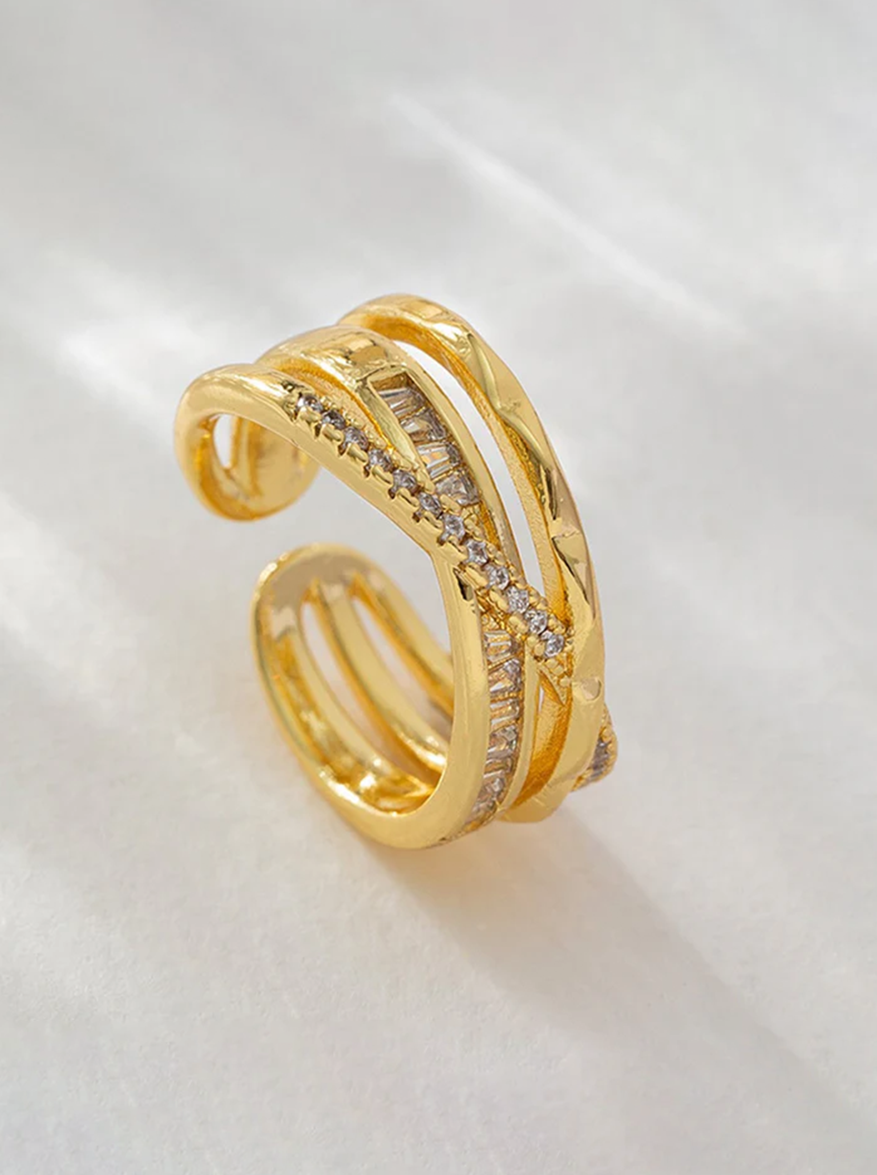 Crisscross Baguette Ring
