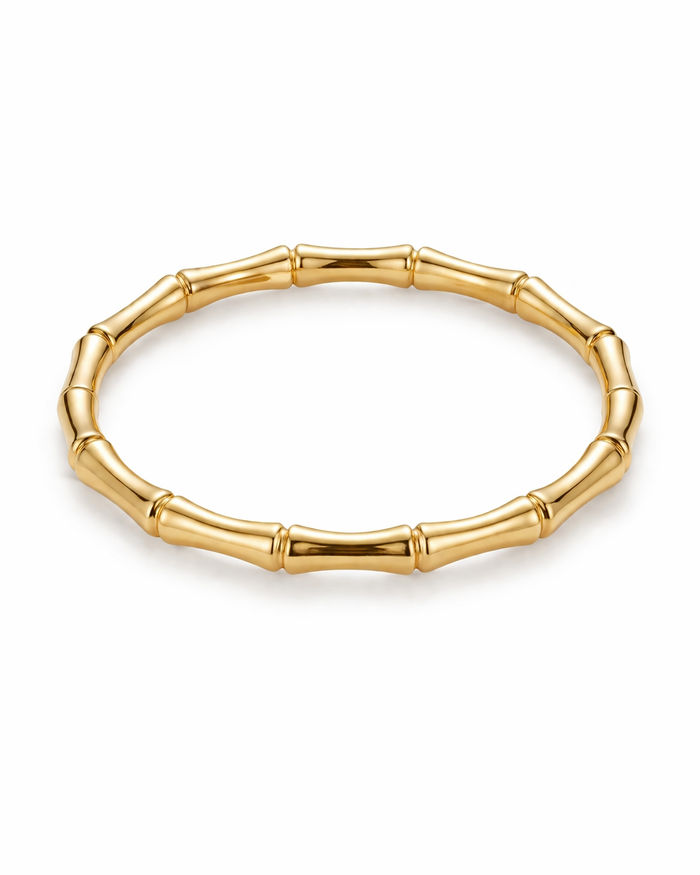 Sculpted Bamboo Gold Bangle