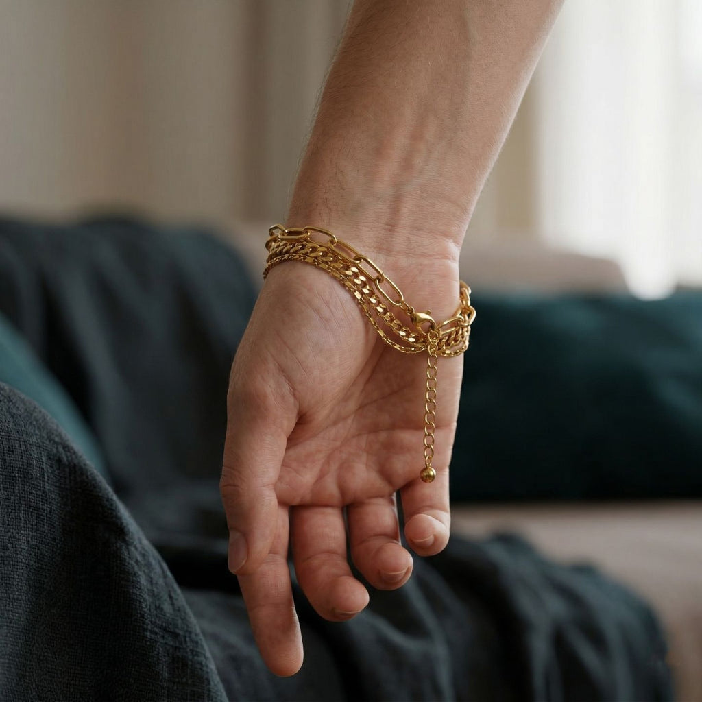 Layered Chain Statement Gold Bracelet