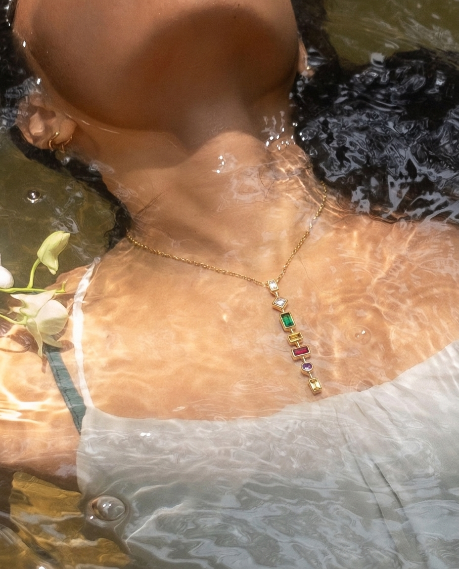 Minimal Diamond Drop Gold Plated Necklace