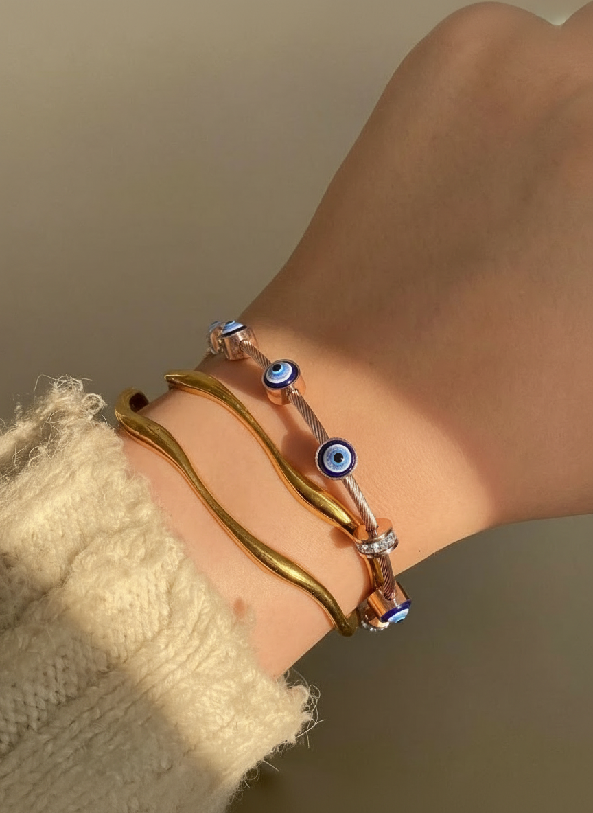 Modern Evil Eye Charm Bracelet
