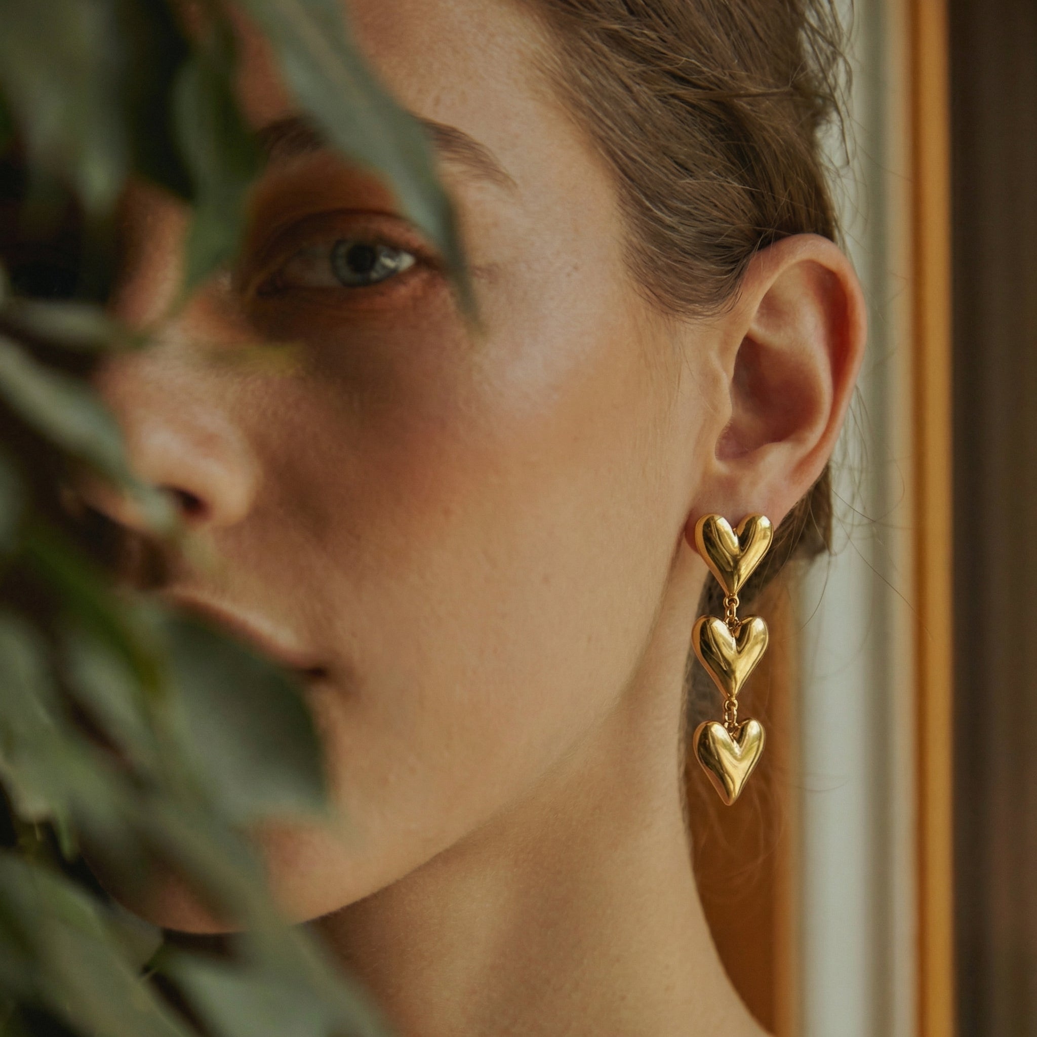 Elegant Three-Heart Dangling Earrings – Chic Party Jewelry