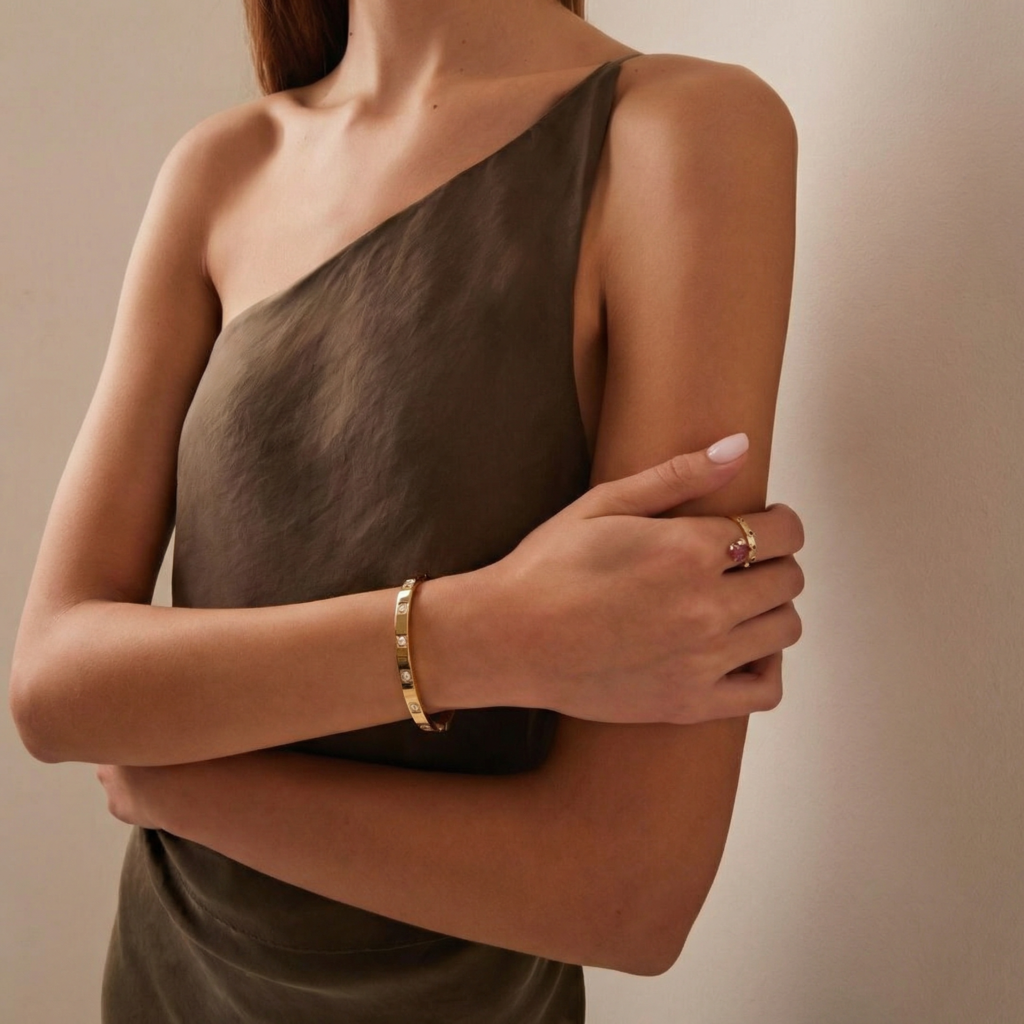 Modern Polished Gold Cuff Bracelet
