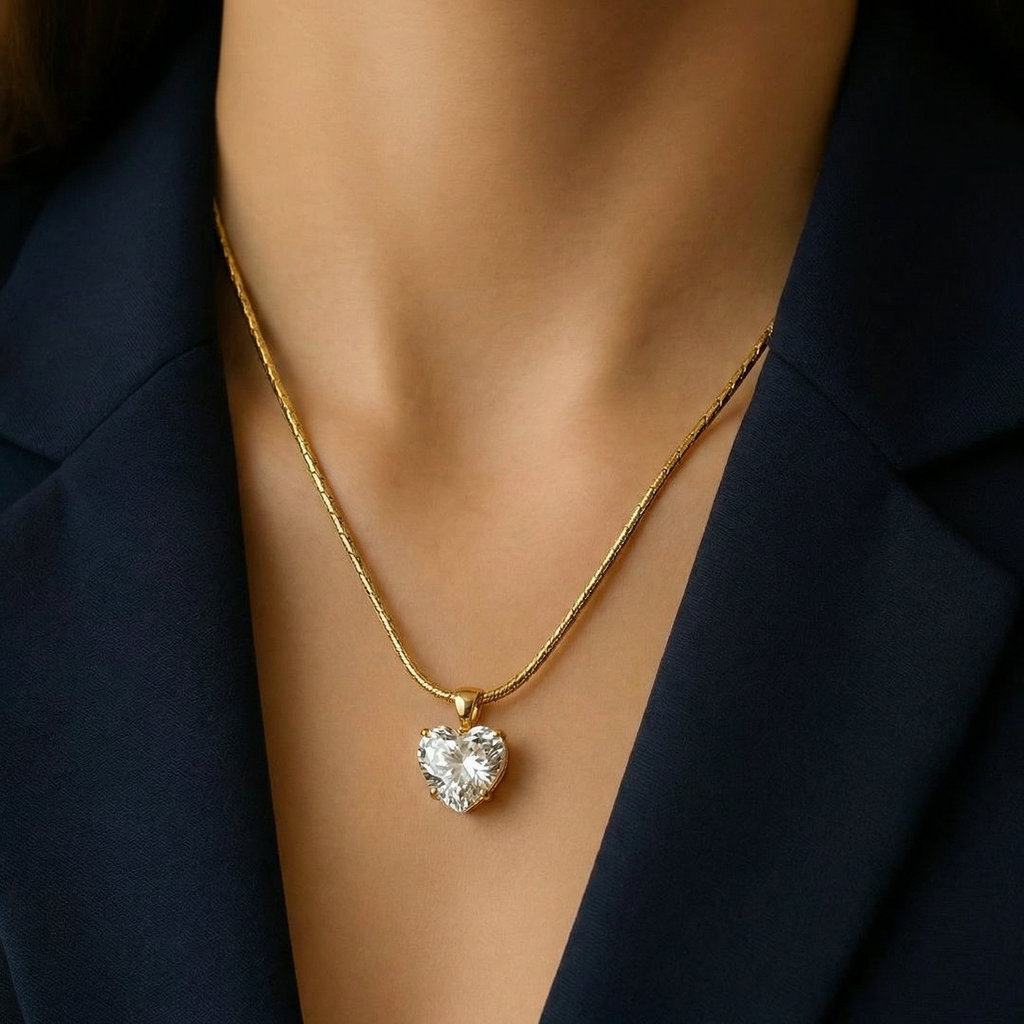 Elegant Diamond Heart Pendant Necklace