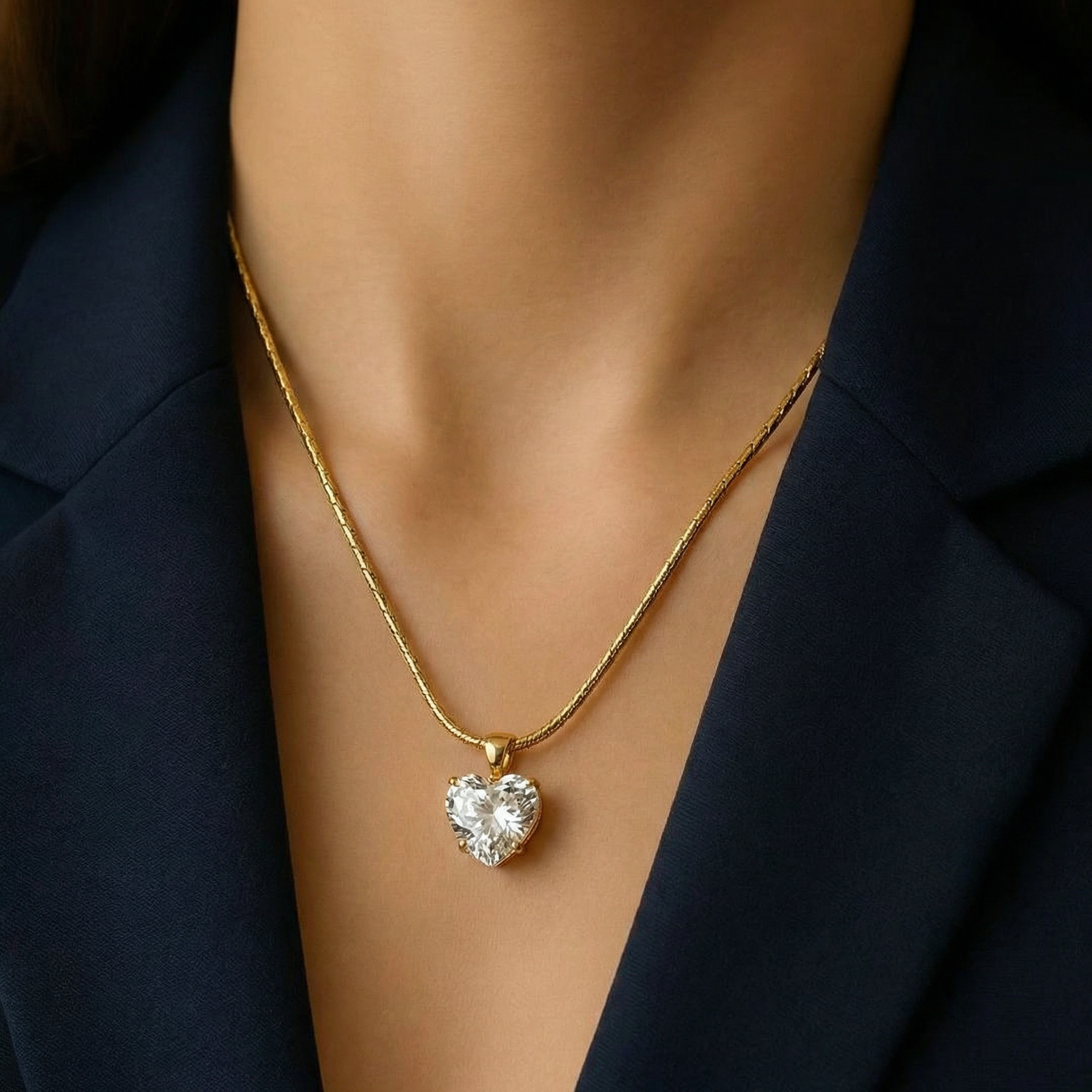 Elegant Diamond Heart Pendant Necklace