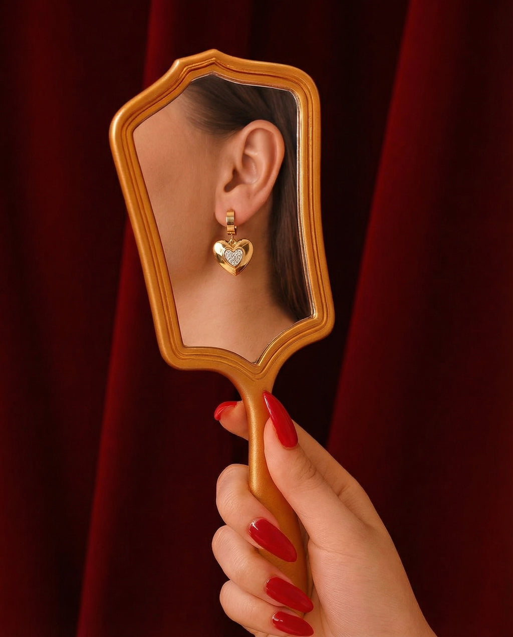 Golden Heart Drop Earrings