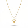 Elegant Bow Heart 18K Gold Plated Necklace