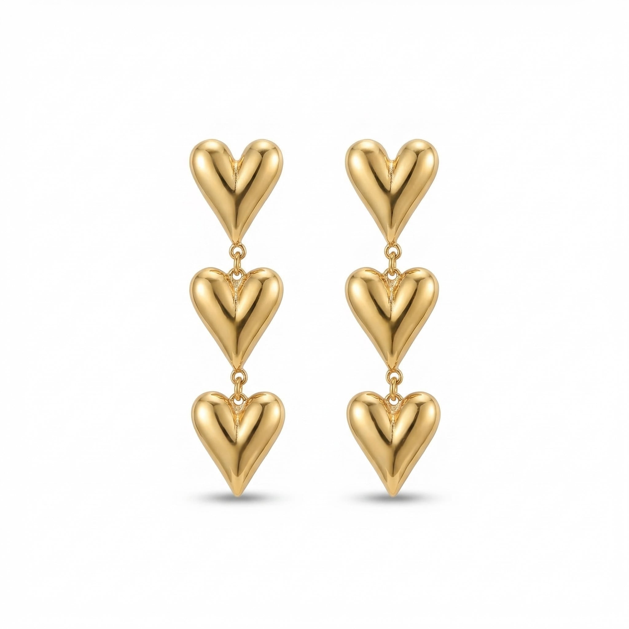 Elegant Three-Heart Dangling Earrings – Chic Party Jewelry