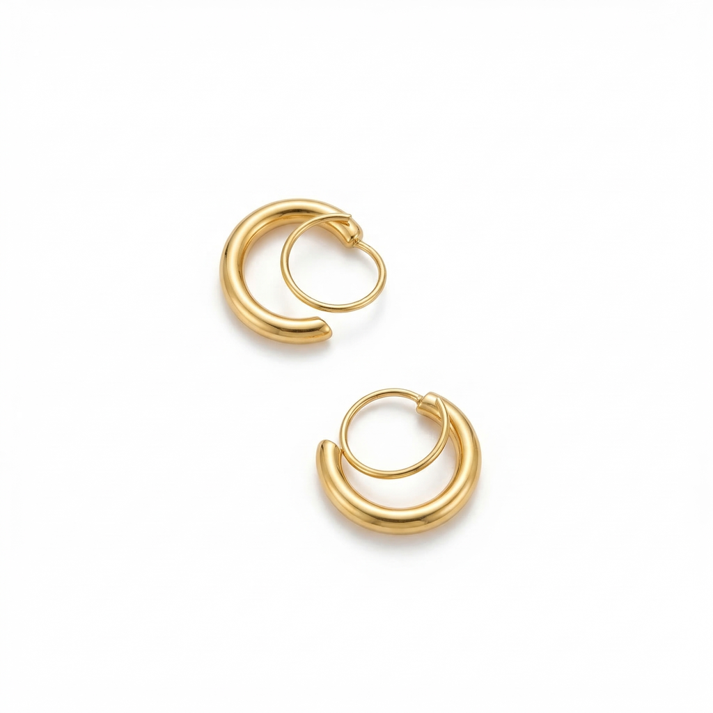 Double Halo Gold Hoop Earrings